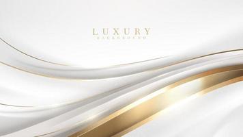 White luxury background with golden curve line element and glitter light effect decoration. vector