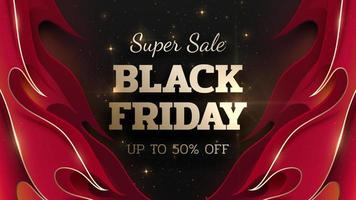 Black friday sale background with red fire pattern elements and glitter light effects decoration and stars. Luxury style banner concept.