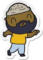 sticker of a cartoon bearded man vector