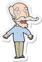 sticker of a cartoon old man gasping in surprise vector