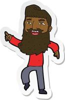 sticker of a cartoon man with beard laughing and pointing vector