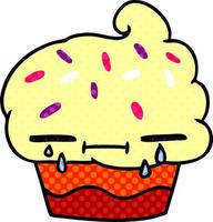 cartoon of a crying cupcake vector