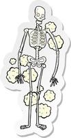 sticker of a cartoon dusty old skeleton vector