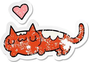 distressed sticker of a cartoon cat vector