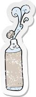 retro distressed sticker of a cartoon juice bottle vector