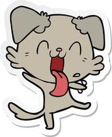 sticker of a cartoon panting dog vector