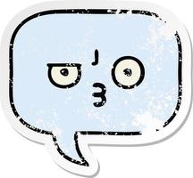 distressed sticker of a cute cartoon speech bubble vector