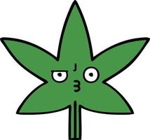 linda hoja de marihuana de dibujos animados vector
