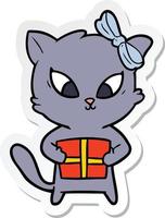 sticker of a cartoon cat vector