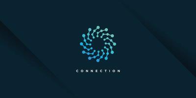 Connection logo design vector with creative unique dot concept