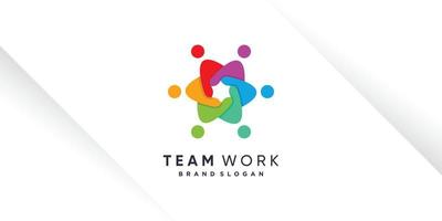 vector de diseño de logotipo de trabajo en equipo con un estilo único para la caridad, la humanidad, la comunidad o el grupo