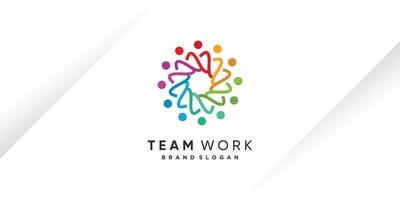 Team work logo design vector with unique style for charity, humanity, community or group