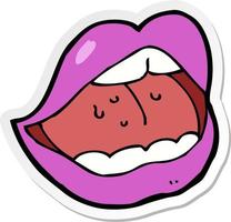 sticker of a cartoon pink mouth vector