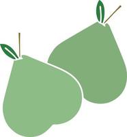 flat color retro cartoon green pear vector