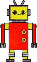 robot de dibujos animados de textura grunge retro vector