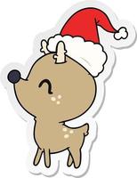 christmas sticker cartoon of kawaii deer vector