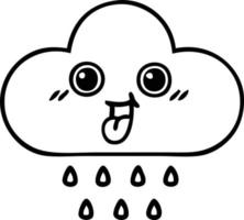 line drawing cartoon rain cloud vector