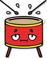 sticker of a cute cartoon drum vector