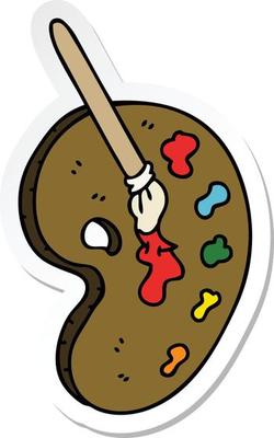 sticker of a quirky hand drawn cartoon art pallette