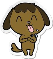 sticker of a cute cartoon dog vector