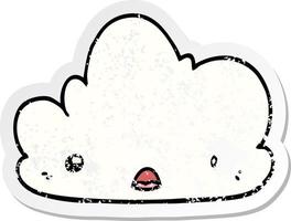 distressed sticker of a cute cartoon cloud vector