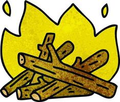 quirky hand drawn cartoon campfire vector