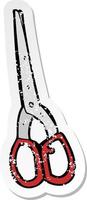 retro distressed sticker of a cartoon scissors vector