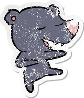 distressed sticker of a cartoon bear vector