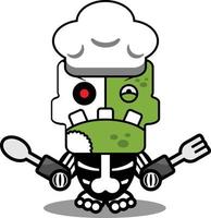 chef mascota zombie hueso caricatura personaje disfraz vector ilustración