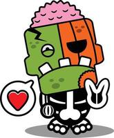 cartoon character costume vector illustration peace love zombie pumpkin mascot