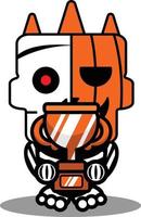 ilustración de vector de personaje de mascota de calabaza de dibujos animados de halloween cráneo lindo sosteniendo trofeo