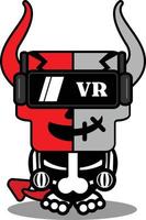 ilustración vectorial de dibujos animados vudú diablo muñeca mascota personaje halloween lindo cráneo realidad virtual vector