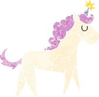 quirky retro illustration style cartoon unicorn vector