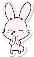 sticker of a curious bunny cartoon vector