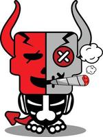 cartoon  voodoo devil doll mascot character vector illustration funny skull smoking