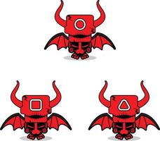 Cute Character mascot set bundle game red devil ghost design vector