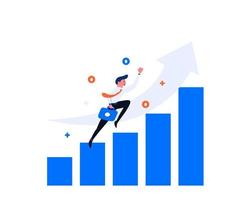 Businessman Jump Over Growth Graph vector