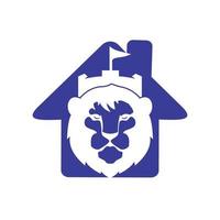 Lion fort vector logo design template.