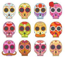 Dia De Los Muertos Cadaver Skull Patterns Collection Design vector