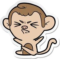 sticker of a cartoon angry monkey vector