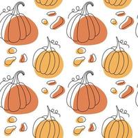 Autumn details seamless pattern with doodle illustrations. Autumn  pumpkins background. Nature illustration for wrapping paper, textile, decorations. vector