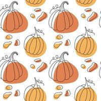 Autumn details seamless pattern with doodle illustrations. Autumn  pumpkins background. Nature illustration for wrapping paper, textile, decorations. vector