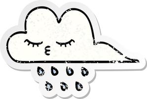 distressed sticker of a cute cartoon rain cloud vector