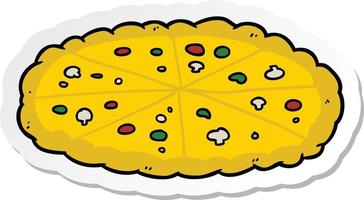 sticker of a cartoon pizza vector