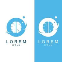 logotipo del cerebro. logotipo del cerebro con combinación de tecnología y células nerviosas de la parte del cerebro, con plantilla de ilustración vectorial de concepto de diseño. vector