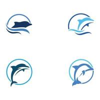 Dolphin logo. Dolphin jumping on the waves of sea or beach. With vector illustration editing.