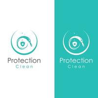 Cleaning logo, cleaning protection logo and house cleaning logo.With a template illustration vector design concept.