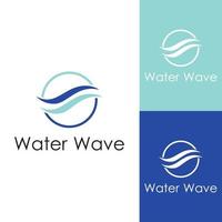 logotipo de ola de agua y logotipo de ola de mar o ola de agua de playa, con concepto de diseño vectorial de plantilla de ilustración de símbolo. vector