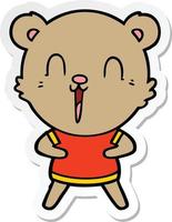 sticker of a happy cartoon bear vector