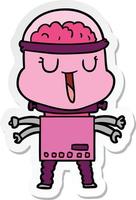 sticker of a happy cartoon robot vector